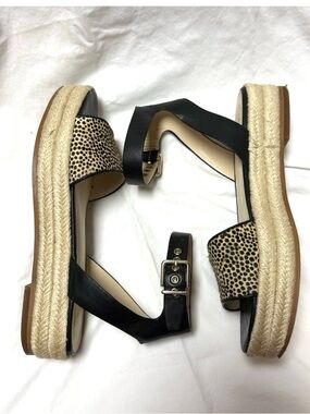 Vince Camuto Kathalia natural Spotted hair calf espadrille wedge sandals